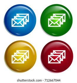 Letters multi color gradient glossy badge icon set. Realistic shiny badge icon or logo mockup