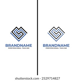 Letters MV Monogram Line Logo Set, for business with MV or VM initials