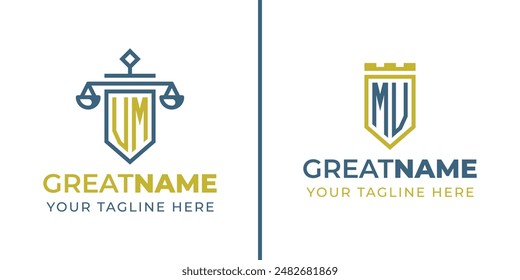 Letters MV and VM Legal Defense Logo, Perfect for Law Firms and Attorneys