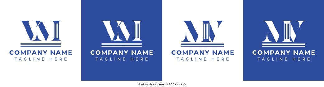 Letters MV and VM Pillar Logo, suitable for business with MV and VM related to Pillar