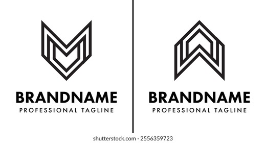 Letters MV or WA Monogram Logo, suitable for any business with MV VM WA or AW initials