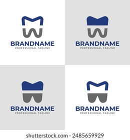 Letters MW Dental Logo, suitable for Dentist with M, W, MW, WM initials