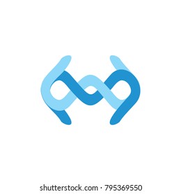 letters mw linked lines logo vector