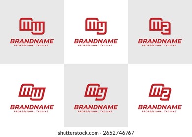 Letras MW MY MZ Logo Monogram Set, para WM YM ZM iniciais