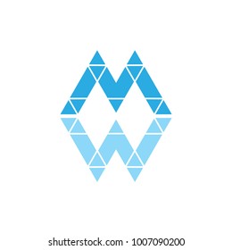 letters mw triangles objects logo vector