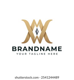 Letters MW or WM Diamond Logo, symbolizing strength, luxury, and precision