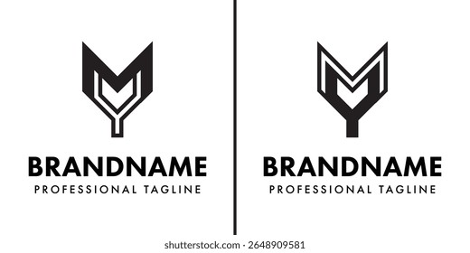 Letras MY Monogram Logo Set, adequado para qualquer negócio com as iniciais MY ou YM