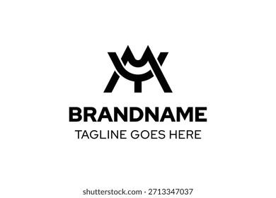 Logotipo de MY Monogram, adecuado para cualquier negocio con iniciales MY o MY