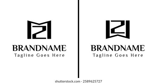 Letters MZ and WZ Monogram Logo, for business with MZ ZM WZ ZW initials