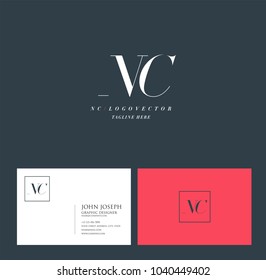 Letters N C, N & C joint logo icon with business card vector template.
