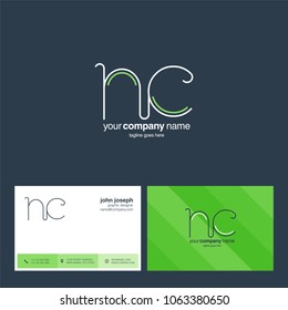 Letters N C, N & C joint logo icon. Stroke letter vector element.