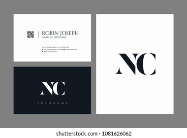 Letters N C, N & C joint logo icon with business card vector template.