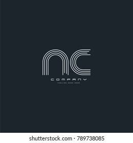 Letters N & C joint logo icon. Stroke letter vector element.