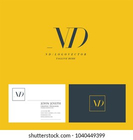 Letters N D, N & D joint logo icon with business card vector template.