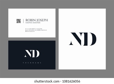 Letters N D, N & D joint logo icon with business card vector template.