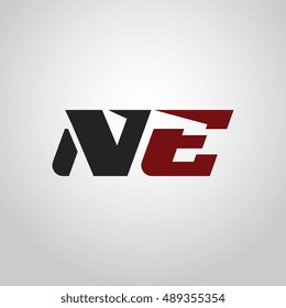 The letters N and E logo automotive black and red colored