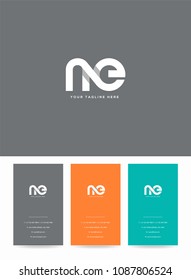 Letters N & E logo, icon with business card vector template.