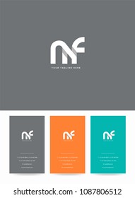 Letters N & F logo, icon with business card vector template.