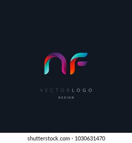 Letters N F, N & F logo, multi colour letters icon vector template.

