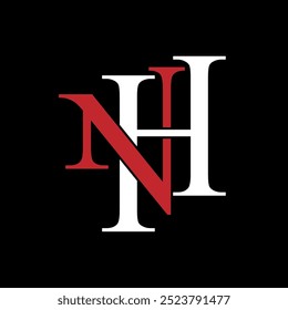 The letters N and H. Are a combination of overlapping letters. Logo template, abbreviation or monogram.   The idea of a business, brand, or company design