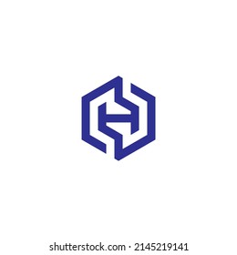 
Letters N and H hexagons simple symbol logo vector