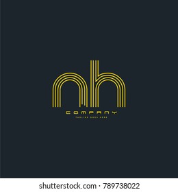 Letters N & H joint logo icon. Stroke letter vector element.