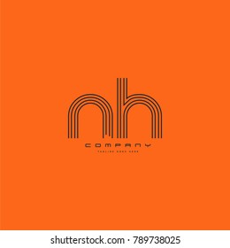 Letters N & H joint logo icon. Stroke letter vector element.