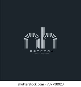 Letters N & H joint logo icon. Stroke letter vector element.