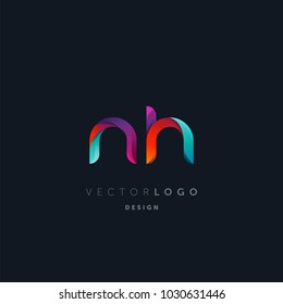 Letters N H, N & H logo, multi colour letters icon vector template.

