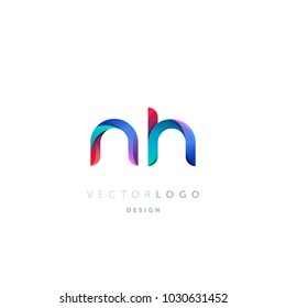 Letters N H, N & H logo, multi colour letters icon vector template.

