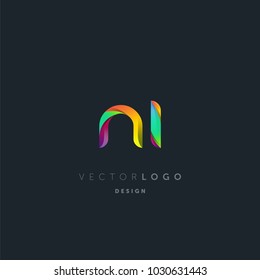 Letters N I, N & I logo, multi colour letters icon vector template.

