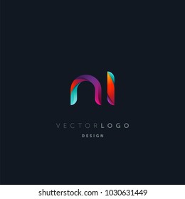 Letters N I, N & I logo, multi colour letters icon vector template.

