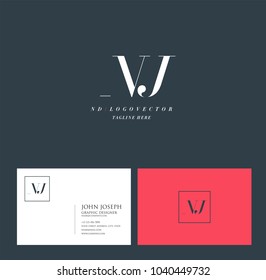 Letters N J, N & J joint logo icon with business card vector template.
