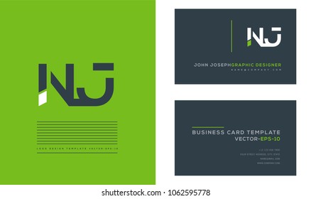 Letters N J, N & J joint logo icon with business card vector template.
