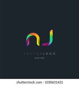 Letters N J, N & J logo, multi colour letters icon vector template.

