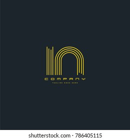Letters I & N joint logo icon. Stroke letter vector element.