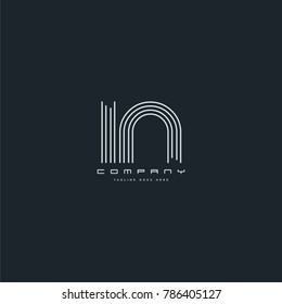 Letters I & N joint logo icon. Stroke letter vector element.