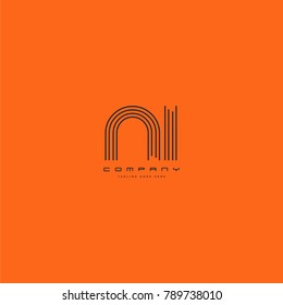 Letters N & I joint logo icon. Stroke letter vector element.