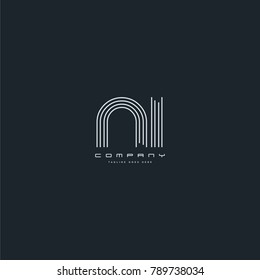 Letters N & I joint logo icon. Stroke letter vector element.