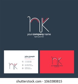 Letters N K, N & K joint logo icon. Stroke letter vector element.