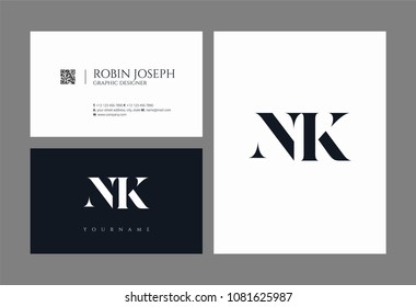 Letters N K, N & K joint logo icon with business card vector template.