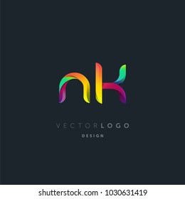 Letters N K, N & K logo, multi colour letters icon vector template.


