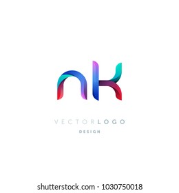 Letters N K logo, multi colour letters icon vector template.