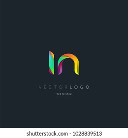 Letters I N, I & N logo, multi colour letters icon vector template.