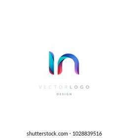 Letters I N, I & N logo, multi colour letters icon vector template.