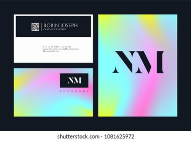 Letters N M, N & M joint logo icon with business card vector template.