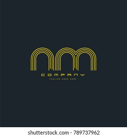 Letters N & M joint logo icon. Stroke letter vector element.