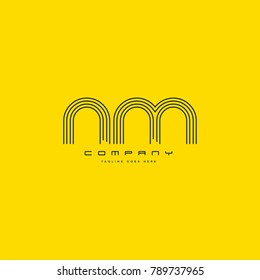 Letters N & M joint logo icon. Stroke letter vector element.