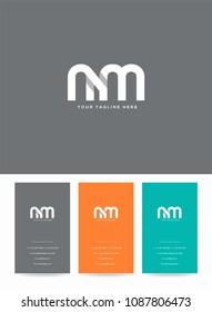 Letters N & M logo, icon with business card vector template.