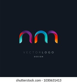 Letters N M, N & M logo, multi colour letters icon vector template.

